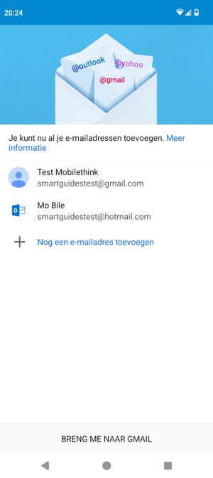 Selecteer BRENG ME NAAR GMAIL