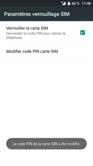 Votre Le code PIN de la carte SIM a été modifié