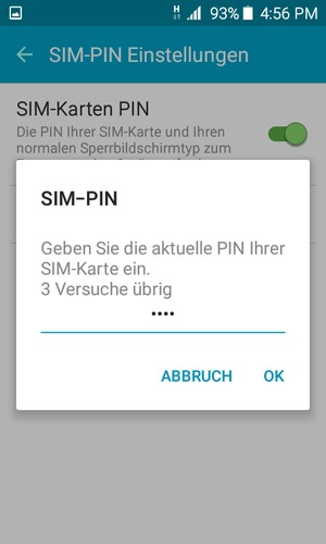 Geben Sie Ihre Aktuelle SIM-PIN ein und wählen Sie OK