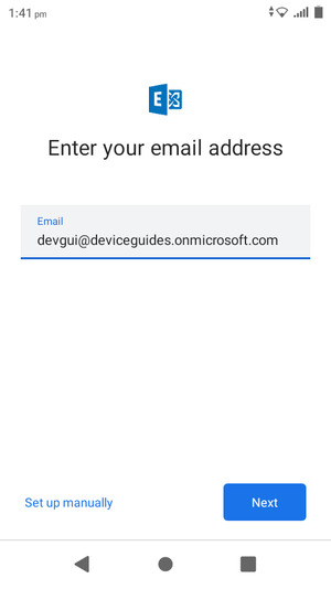 Enter your Email address and  select Setup manually