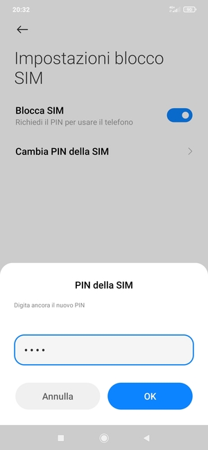 Conferma il nuovo  PIN della SIM e seleziona OK