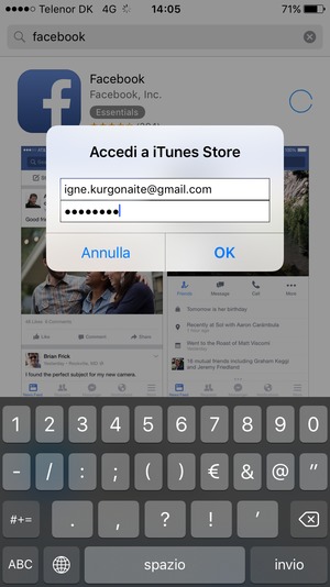 Inserisci Nome utente ID Apple e Password ID Apple e seleziona OK