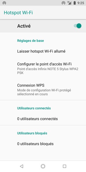 Votre téléphone est maintenant configuré pour être utilisé comme modem