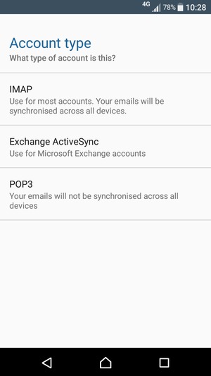 Select IMAP or POP3