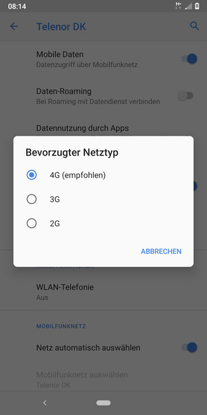 Wählen Sie die gewünschte Option