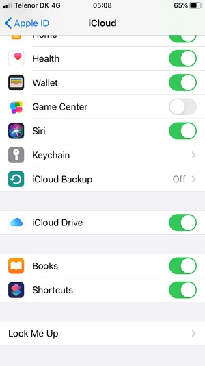 Scroll to and select iCloud Backup