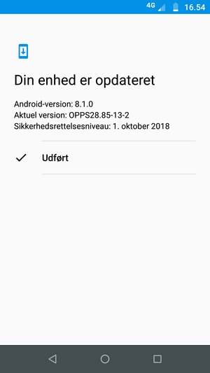 Hvis din telefon er opdateret, vælg Udført