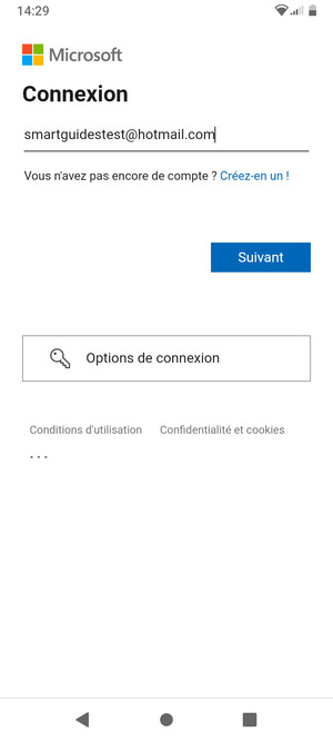 Saisissez votre adresse e-mail et sélectionnez Suivant