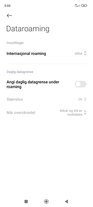 Velg Internasjonal roaming