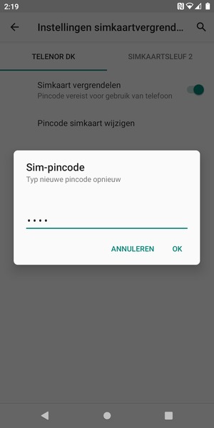 Bevestig uw nieuwe sim-pincode en selecteer OK