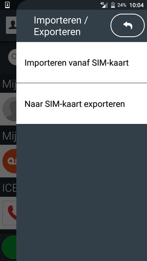 Selecteer Importeren vanaf SIM-kaart