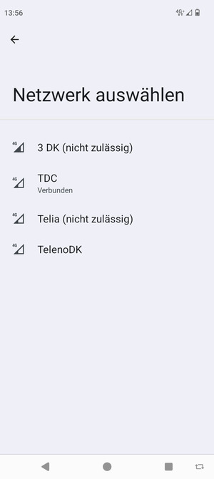 Wählen Sie einen Netzbetreiber von der Liste