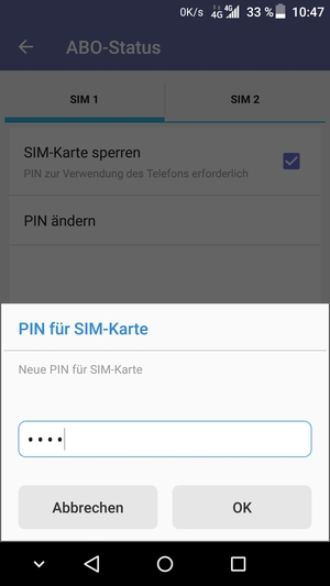 Geben Sie Ihre Neue PIN für SIM-Karte ein und wählen Sie OK