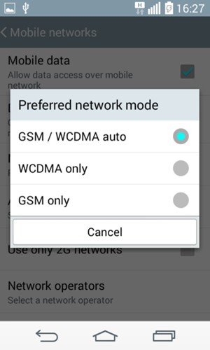 Select GSM only  to enable 2G and GSM / WCDMA auto to enable 3G