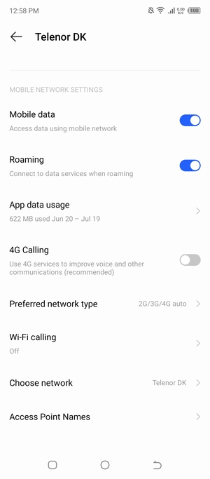 Turn Roaming on or off