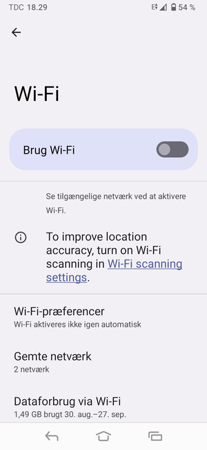 Aktiver Brug Wi-Fi