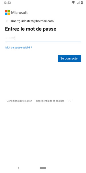 Saisissez votre mot de passe et sélectionnez Se connecter