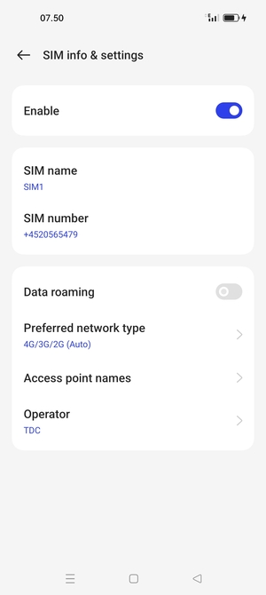 To change network if network problems occur, select Operator