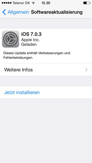 Falls Ihr iPhone nicht aktualisiert ist, wählen Sie Jetzt installieren.