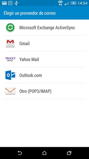 Seleccione Gmail o Hotmail (Outlook.com)