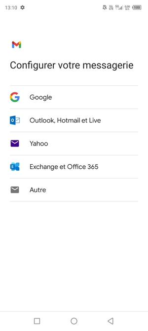 Sélectionnez Outlook, Hotmail et Live