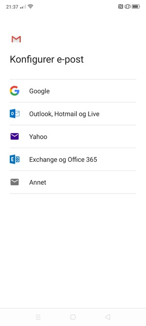 Velg Outlook, Hotmail og Live