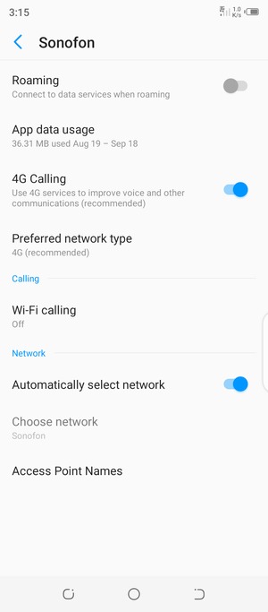 To change network if network problems occur,  turn off Automatically select network