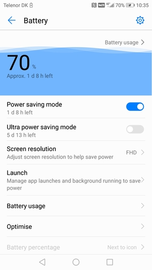 To enable Ultra power saving, select Ultra power saving mode