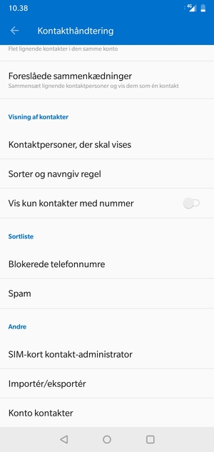 Scroll til og vælg SIM-kort kontakt-administrator