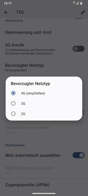 Wählen Sie die gewünschte Option