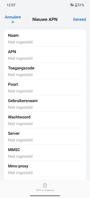 Voer internetgegevens in