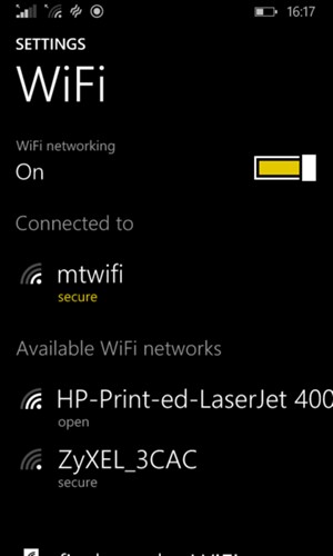 You are now connected to the Wi-Fi network
