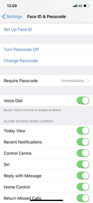 Scroll down and select Change Passcode