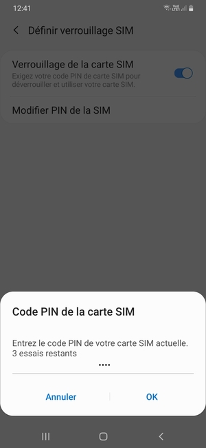 Saisissez votre Code PIN de la carte SIM actuelle et sélectionnez OK