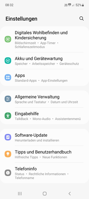 Scrollen Sie und wählen Sie Software-Update