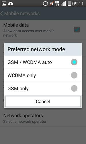 Select GSM only to enable 2G and GSM / WCDMA auto  to enable 3G