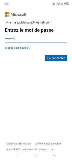 Saisissez votre mot de passe et sélectionnez Se connecter