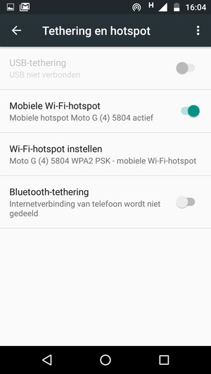 Uw telefoon is nu geïnstalleerd voor gebruik als modem