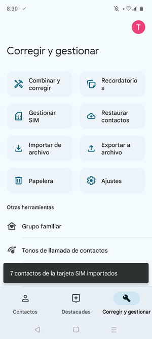 Sus contactos se guardarán en su cuenta de Google y se guardarán en su teléfono la próxima vez que Google sea sincronizado.