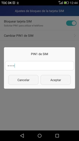 Introduzca su Nuevo PIN de SIM y seleccione Aceptar