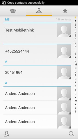 Your contacts have now been added to your Alcatel