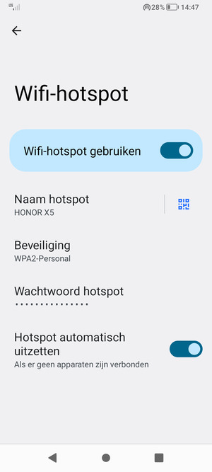 Uw telefoon is nu geïnstalleerd voor gebruik als modem