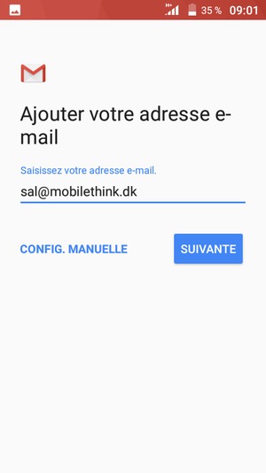 Saisissez votre adresse e-mail et sélectionnez SUIVANTE