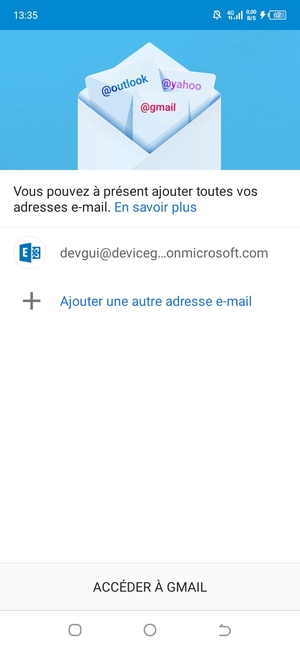 Sélectionnez ACCÉDER À GMAIL