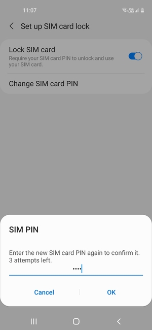 Confirm your new SIM card PIN and select OK
