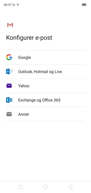 Velg Outlook, Hotmail og Live