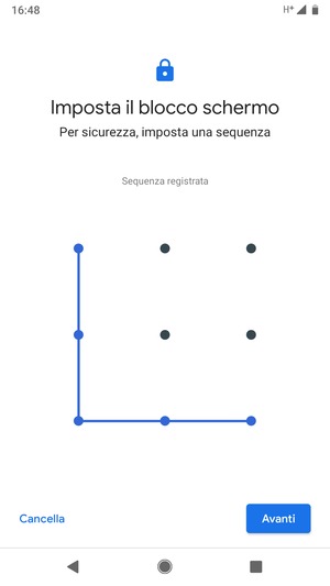 Disegna una sequenza di sblocco e seleziona Avanti