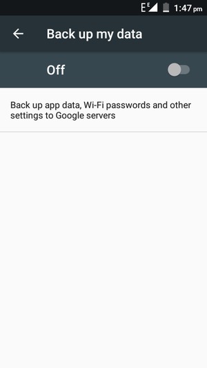 Turn on Back up my data