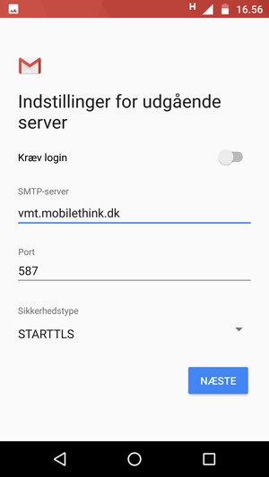 Slå Kræv login fra og vælg Sikkerhedstype