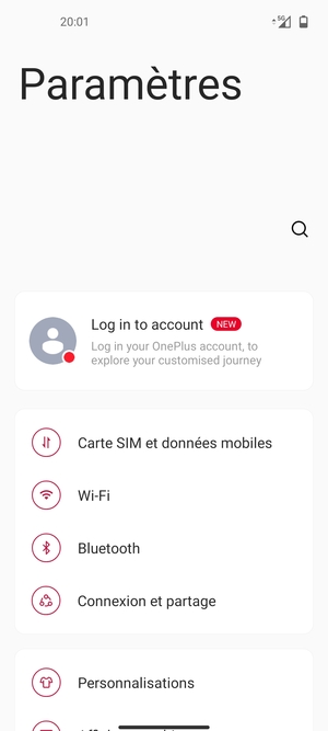 Sélectionnez Carte SIM et données mobiles